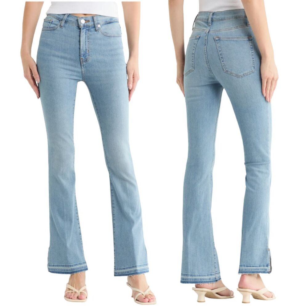 NWT FRAME Le Easy Flare Jeans Released Hem Fray Slit Size 28